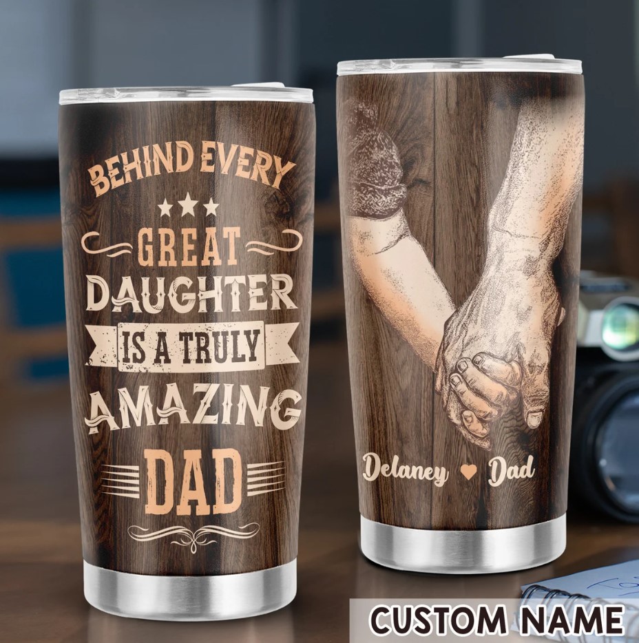 Personalized Amaizing Dad Dad Tumbler With Custom Name Fathers Day Tumbler Dad Gift From Daughter